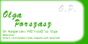 olga porszasz business card